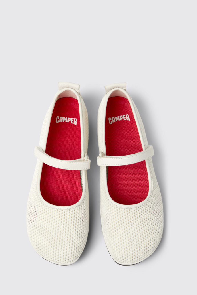 Right Nina Weiße Ballerinas aus Tencel-Mesh und Leder Für Damen.