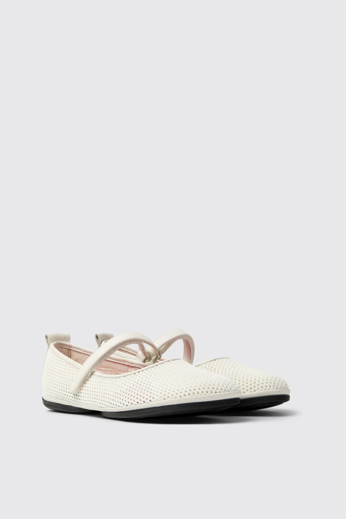 Right Nina Weiße Ballerinas aus Tencel-Mesh und Leder Für Damen.