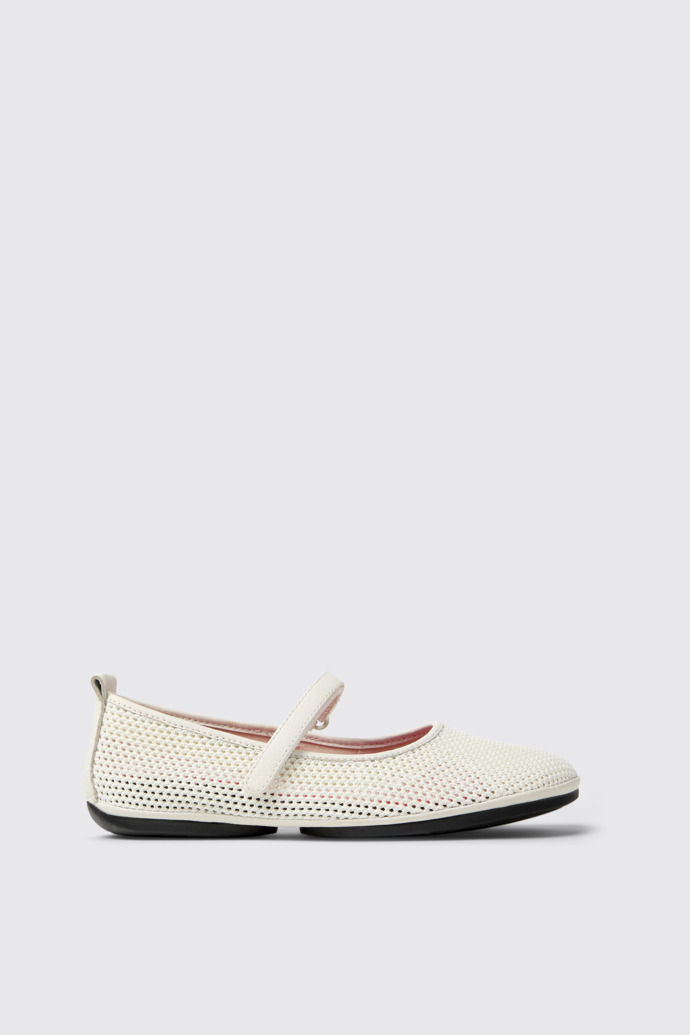 Right Nina Weiße Ballerinas aus Tencel-Mesh und Leder Für Damen.