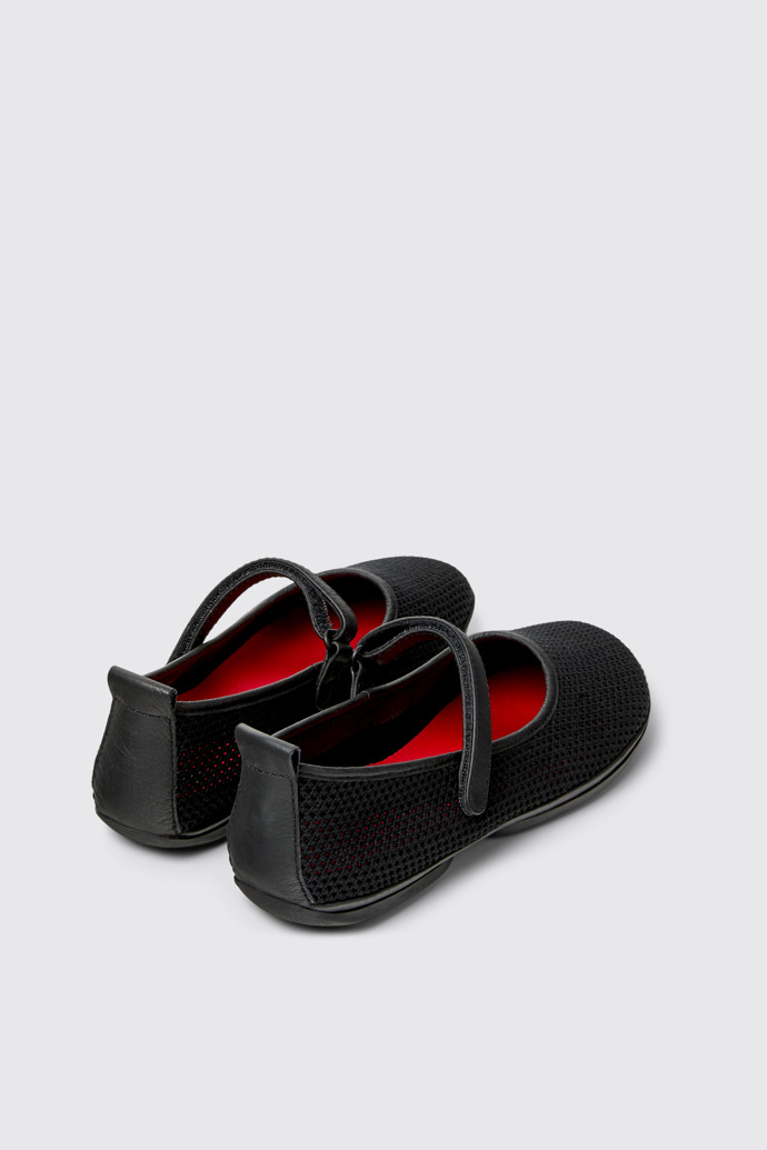 Back view of Right Nina Black Tencel Mesh and Leather Ballerinas for Women.