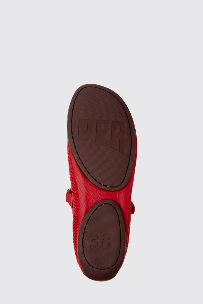 The sole of Right Nina Red Tencel Mesh and Leather Ballerinas for Women.