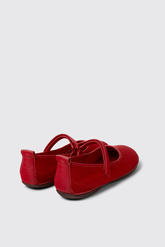 Back view of Right Nina Red Tencel Mesh and Leather Ballerinas for Women.