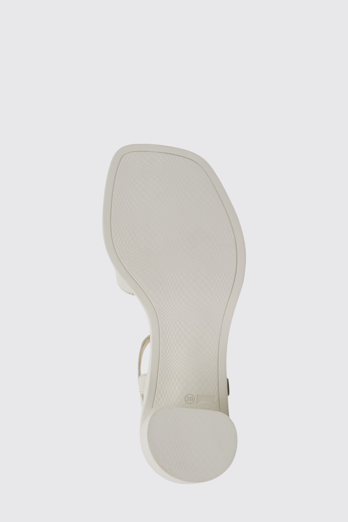 The sole of Meda White leather sandals for women