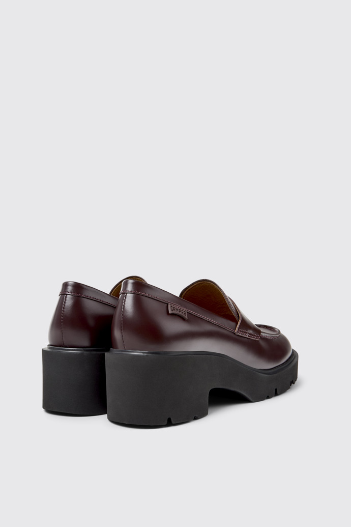 Back view of Milah Burgundy Leather Moccasins for Women.