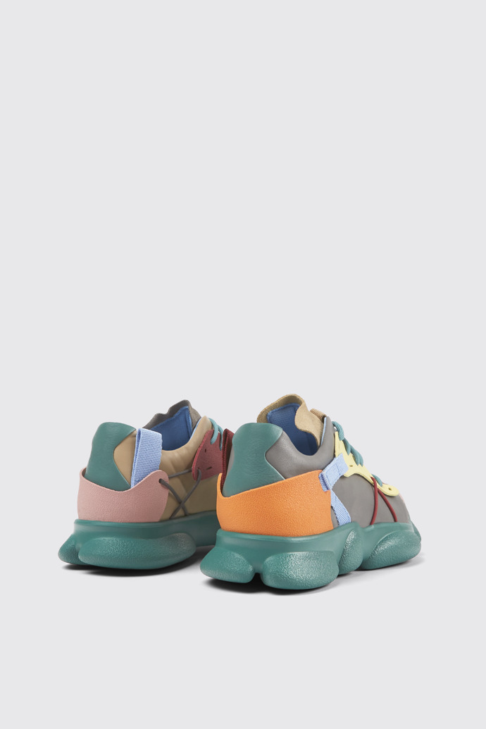 Back view of Twins Multicolored leather and nubuck sneakers for women