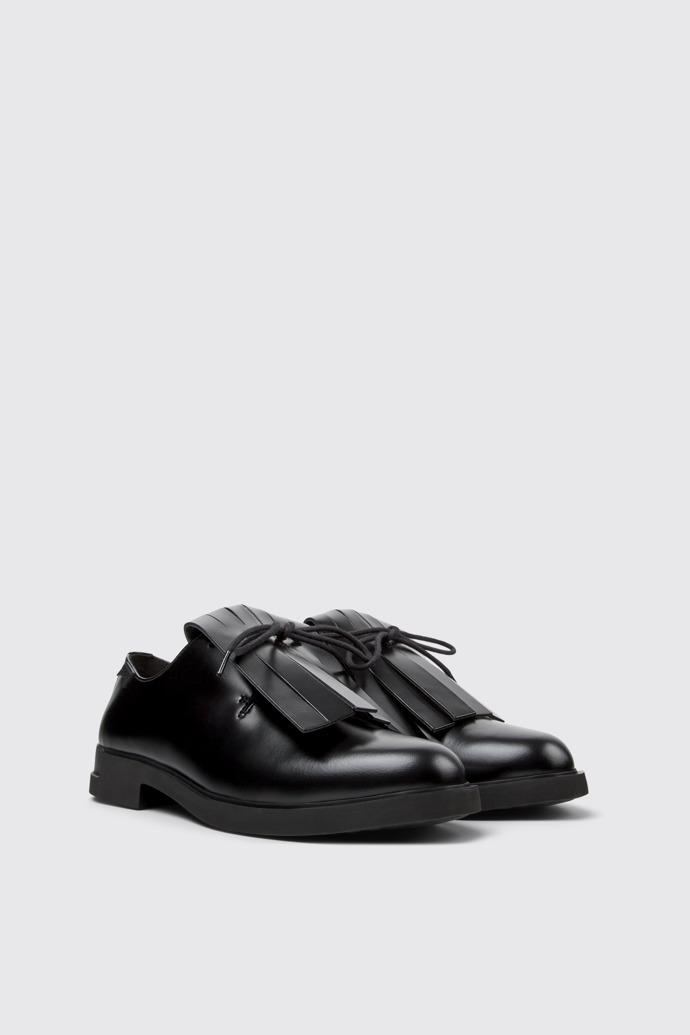 Front view of Iman Black leather shoes for women