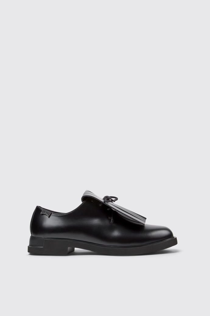 Side view of Iman Black leather shoes for women