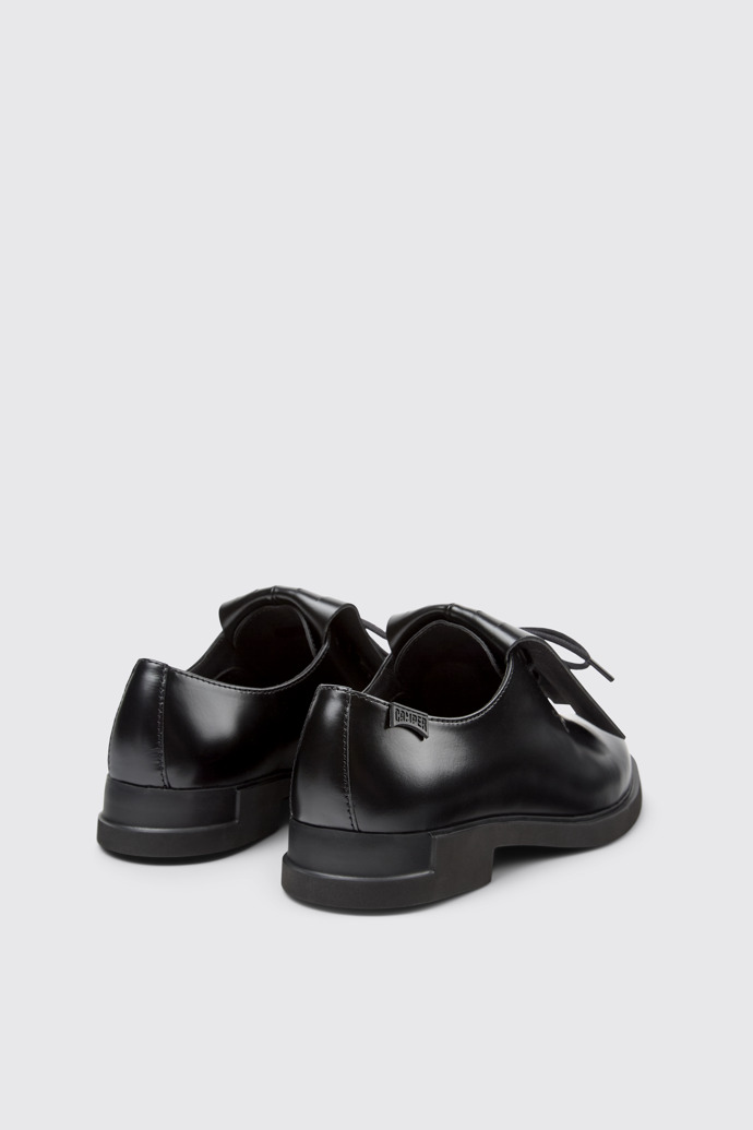 Back view of Iman Black leather shoes for women