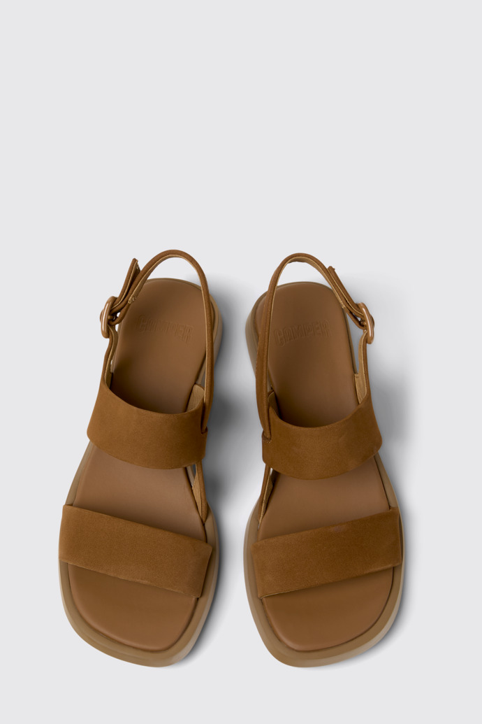 Overhead view of Dana Brown Nubuck Leather Sandals for Women.