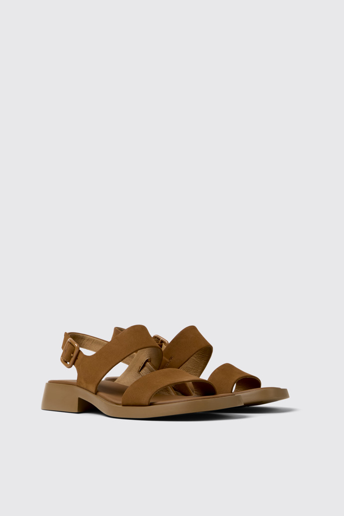 Front view of Dana Brown Nubuck Leather Sandals for Women.