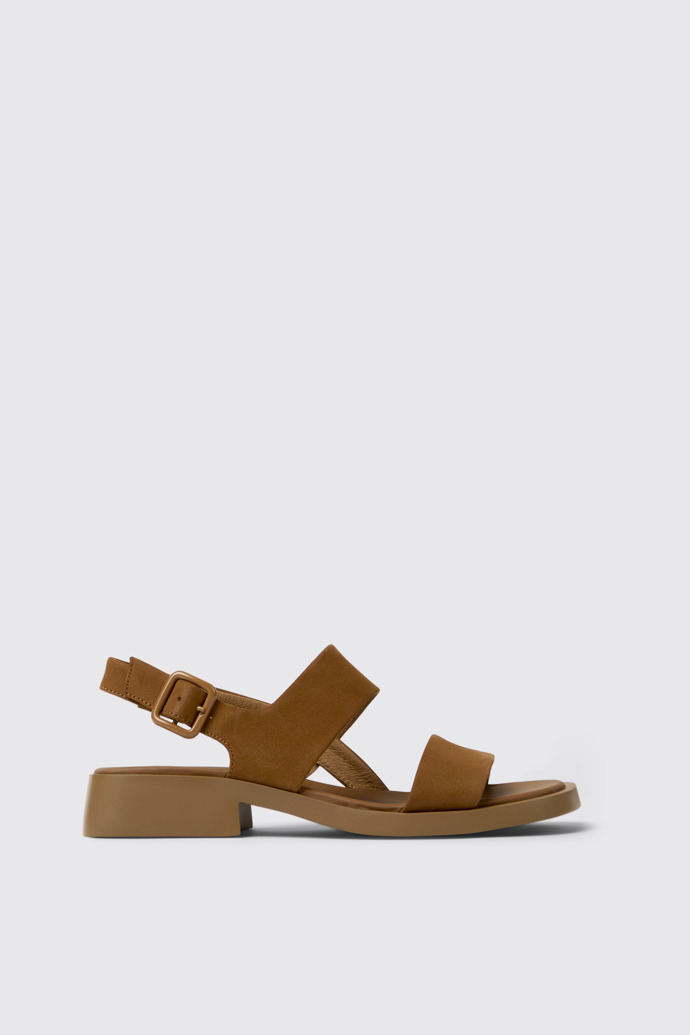 Side view of Dana Brown Nubuck Leather Sandals for Women.