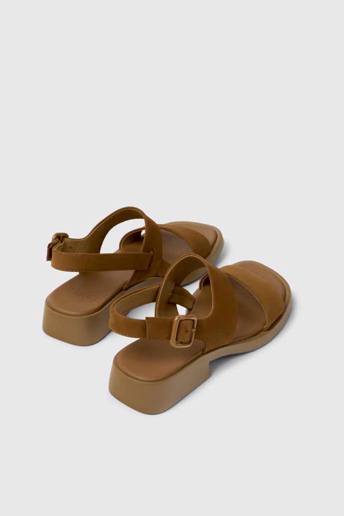 Back view of Dana Brown Nubuck Leather Sandals for Women.