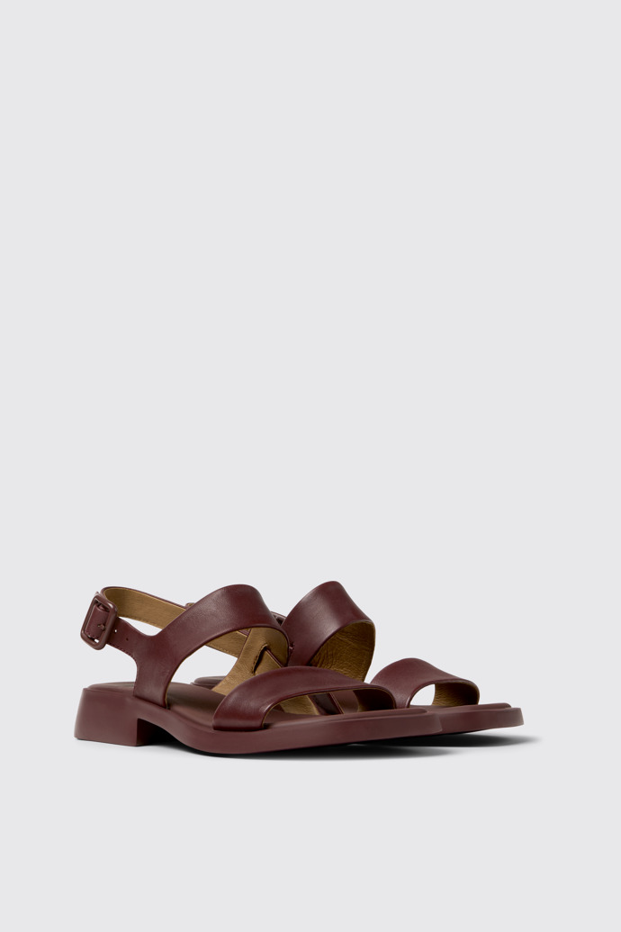Front view of Dana Burgundy Leather Sandals for Women.