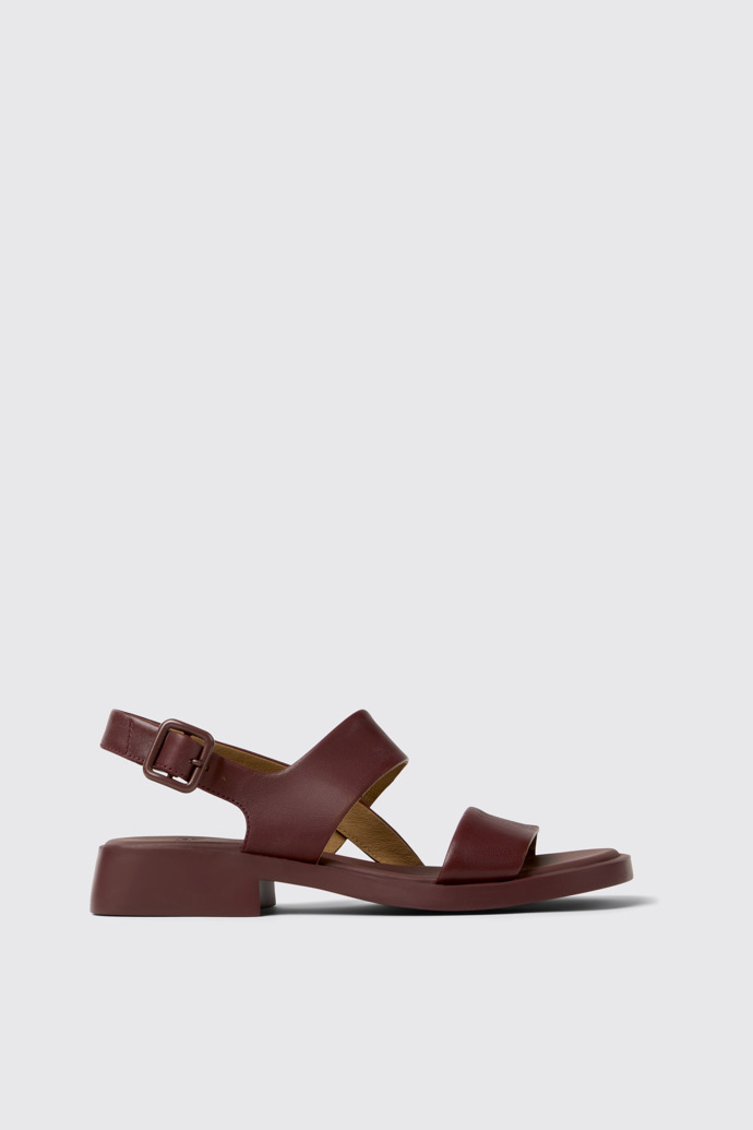 Side view of Dana Burgundy Leather Sandals for Women.