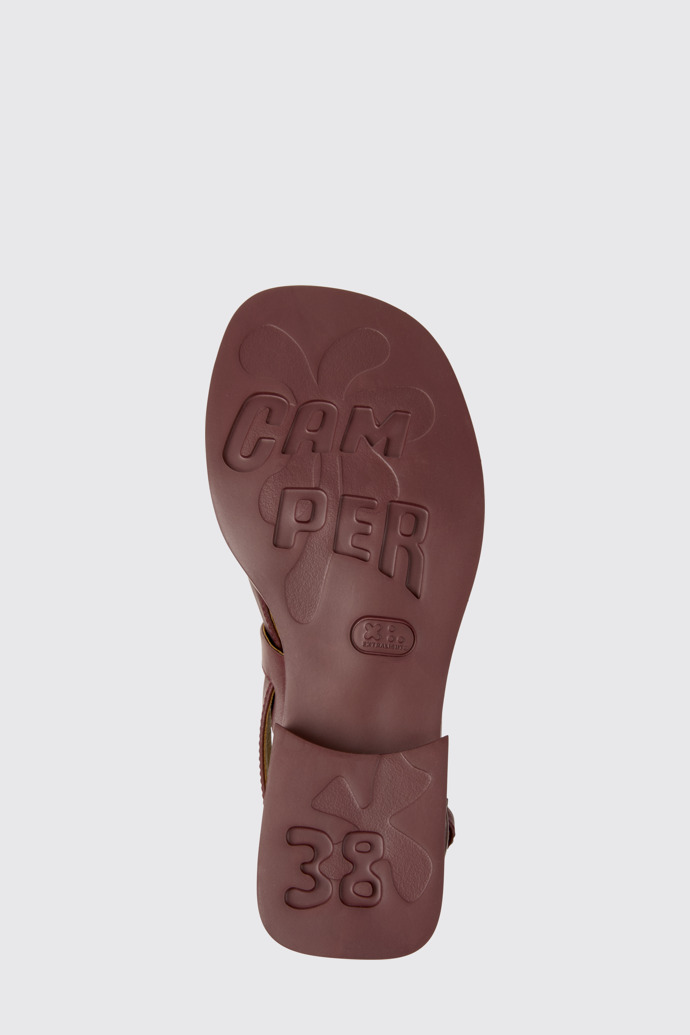 The sole of Dana Burgundy Leather Sandals for Women.
