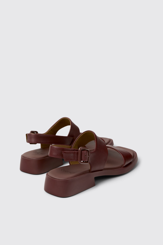 Back view of Dana Burgundy Leather Sandals for Women.