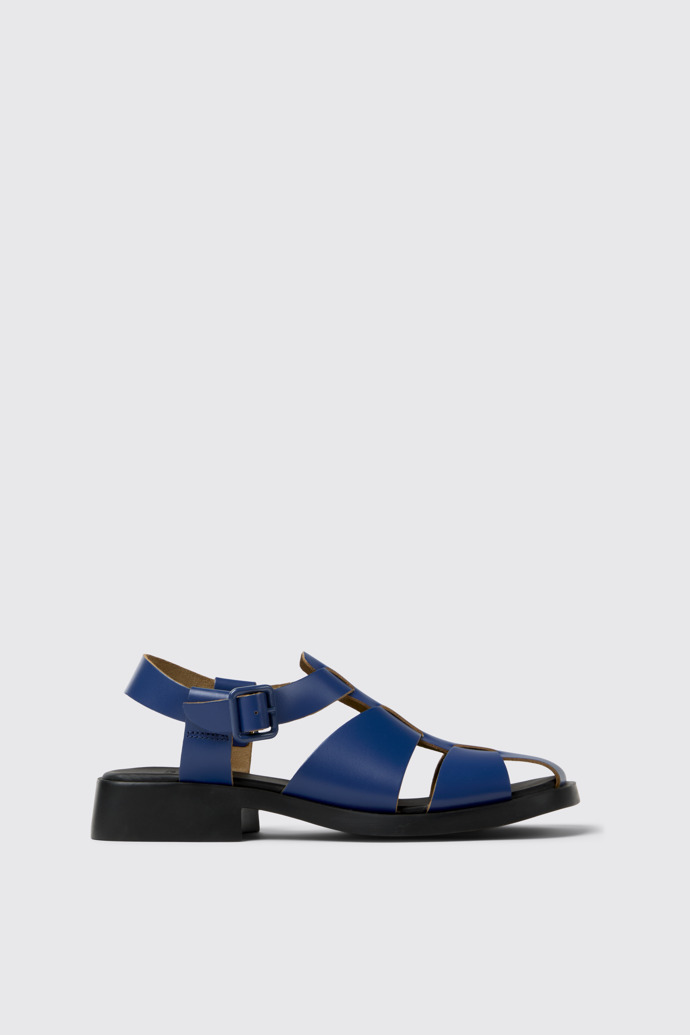 Side view of Dana Blue Leather Sandals for Women.