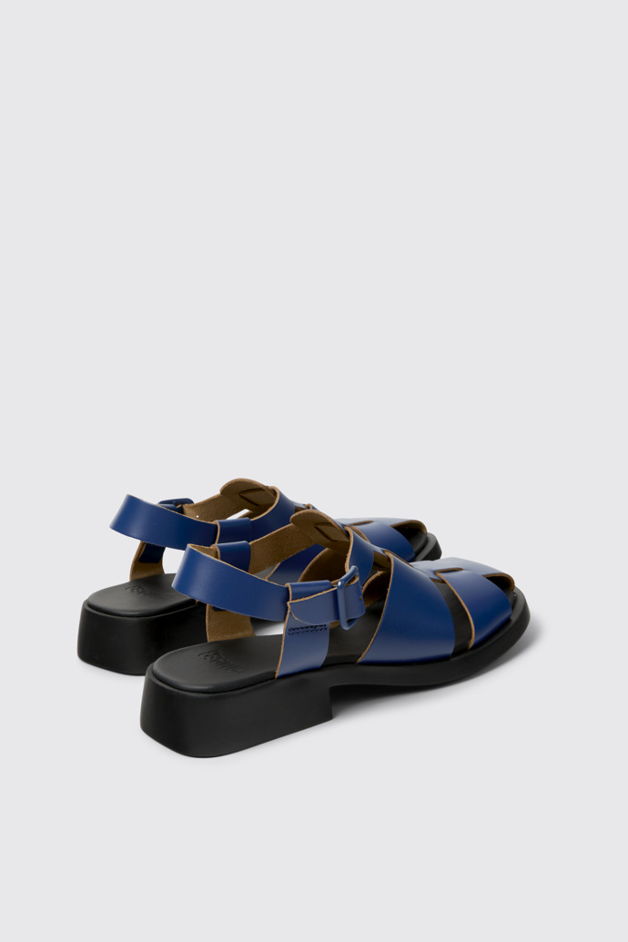 Back view of Dana Blue Leather Sandals for Women.