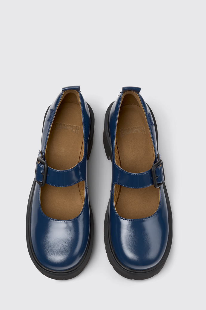 Overhead view of Milah Blue Leather Shoes for Women.