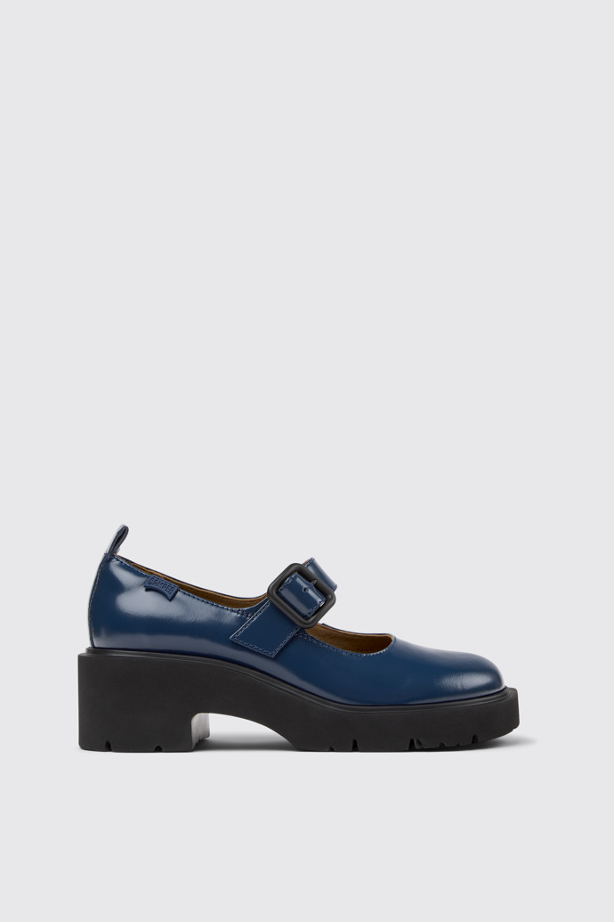 Image of Milah Chaussures en cuir bleu pour femme.