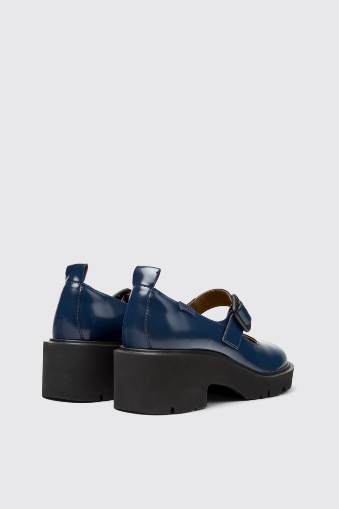 Back view of Milah Blue Leather Shoes for Women.