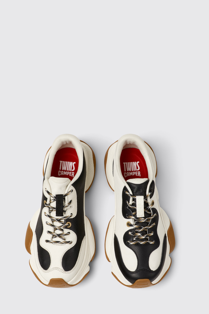 Overhead view of Twins White Leather Sneakers for Women.