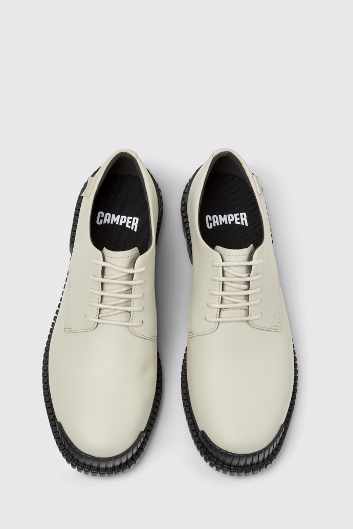 Overhead view of Pix Gray Leather Shoes for Women.