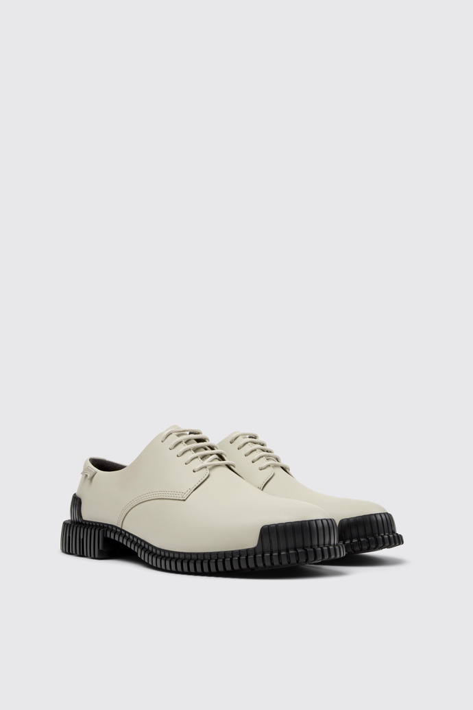 Front view of Pix Gray Leather Shoes for Women.