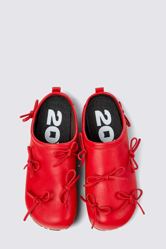Overhead view of Wabi x Casa Camper Red leather slipper for women