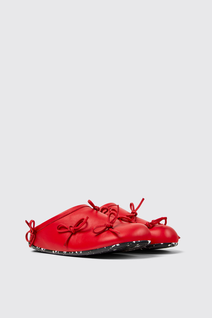 Front view of Wabi x Casa Camper Red leather slipper for women
