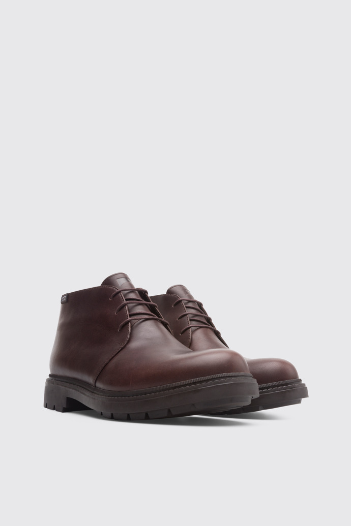 Front view of Hardwood Brown Ankle Boots for Men