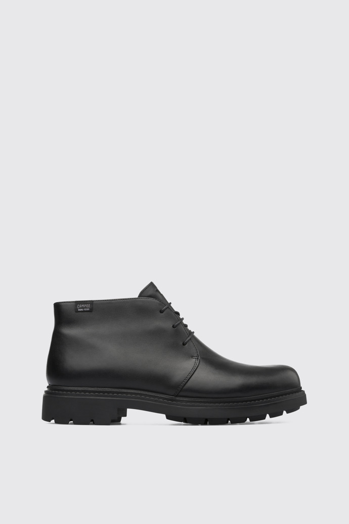 Side view of Hardwood Black Ankle Boots for Men