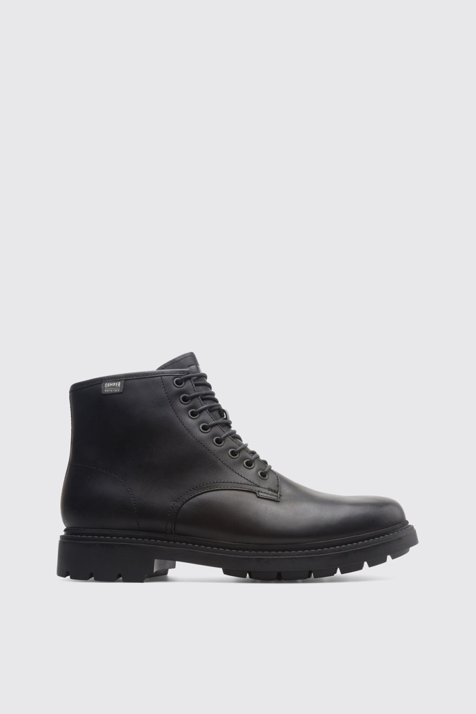 Side view of Hardwood Black Ankle Boots for Men