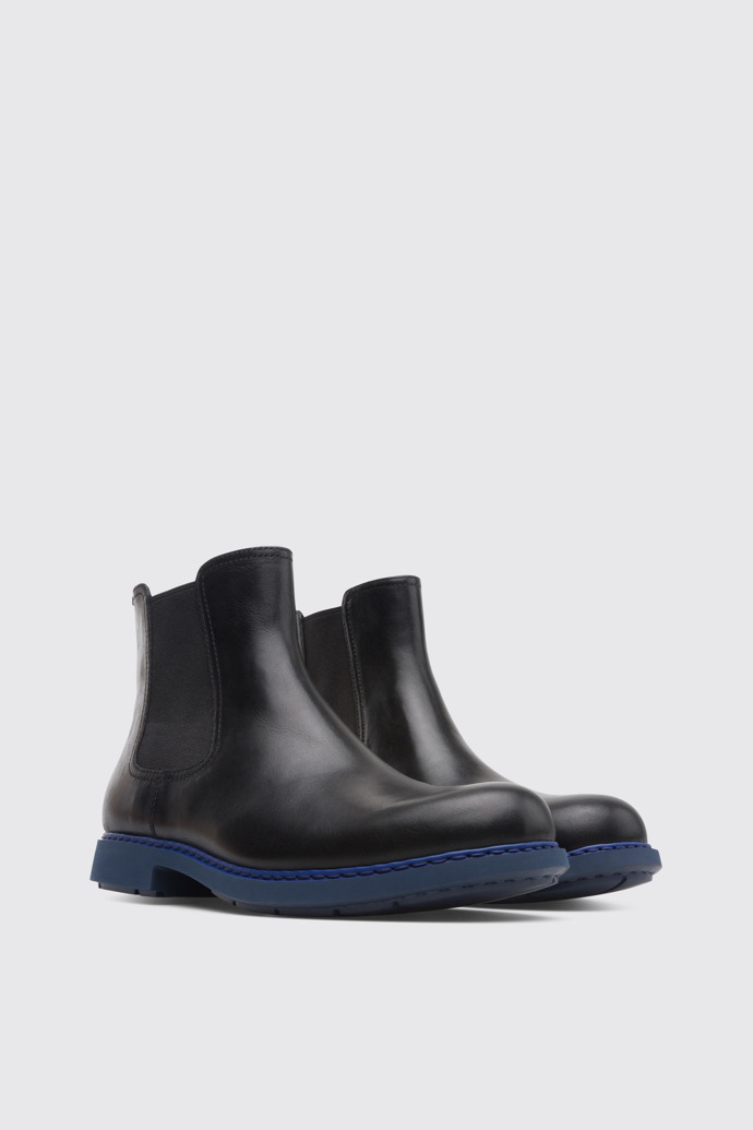 Front view of Neuman Black Ankle Boots for Men