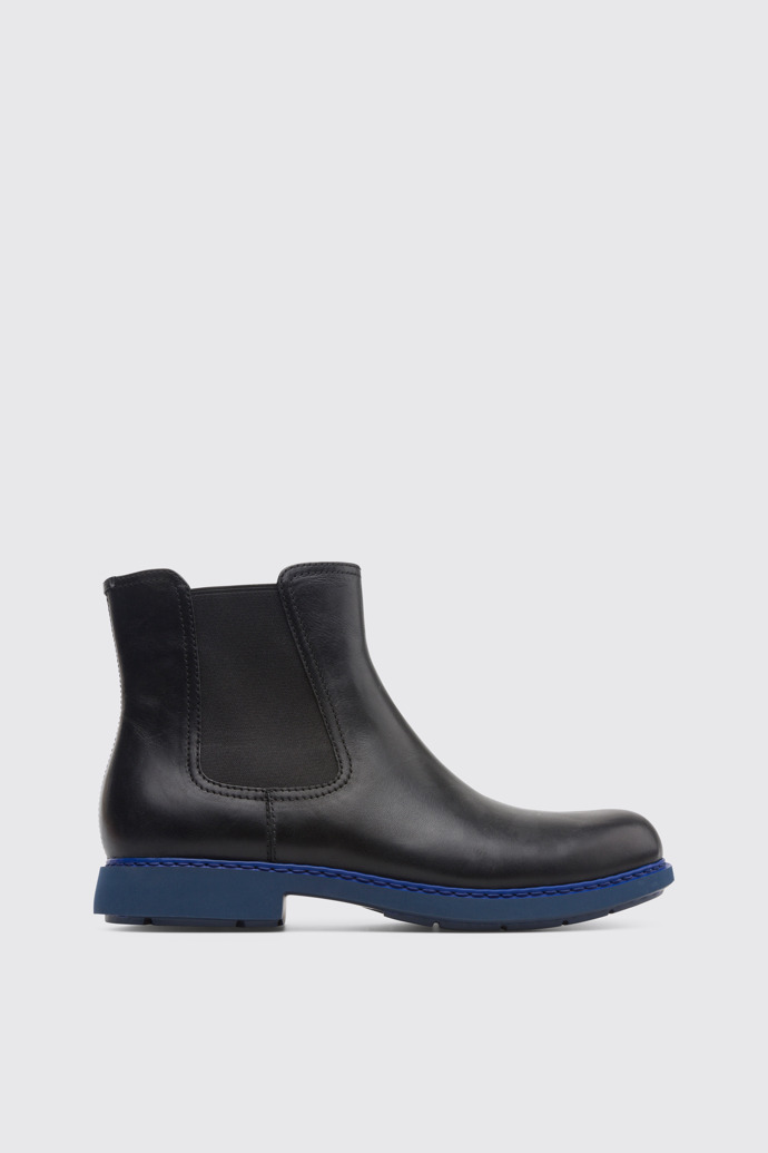 Side view of Neuman Black Ankle Boots for Men