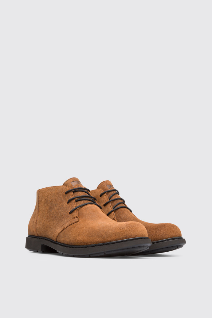 Front view of Neuman Brown Ankle Boots for Men