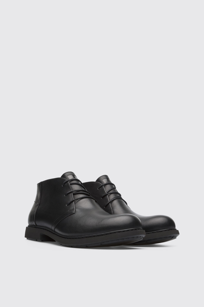 Front view of Neuman Black Ankle Boots for Men