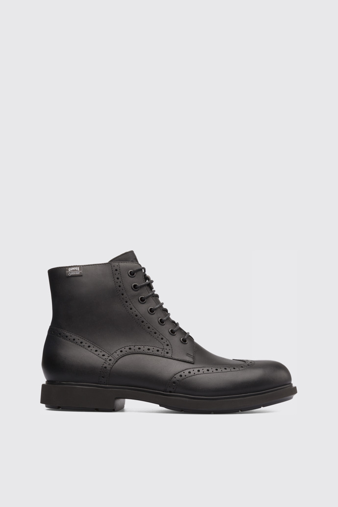 Side view of Neuman Black Ankle Boots for Men