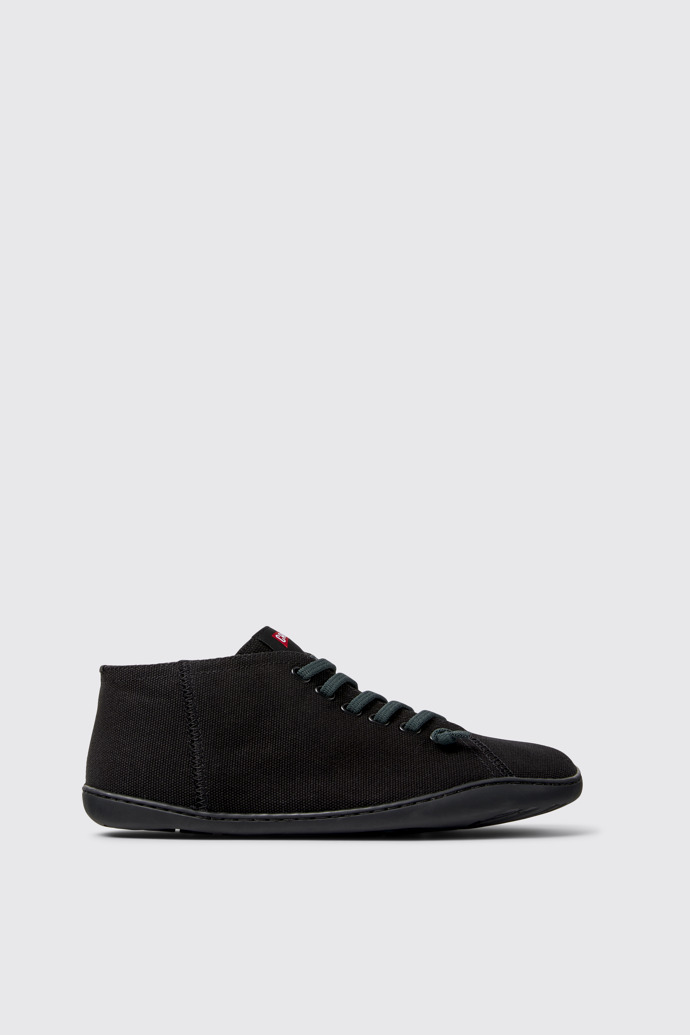 Image of Side view of Peu Black textile shoes for men