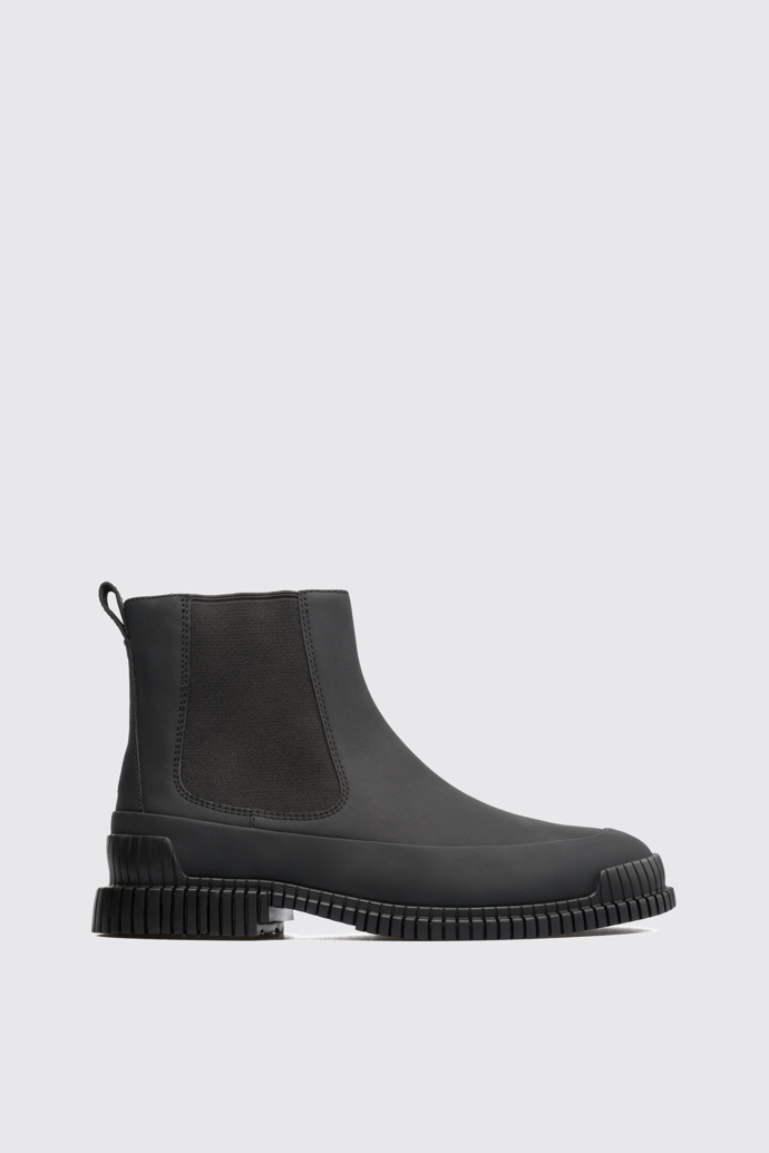 Side view of Pix Black Ankle Boots for Men