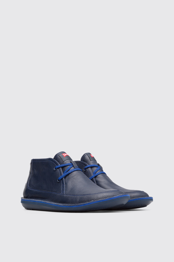 Front view of Beetle Blue Ankle Boots for Men