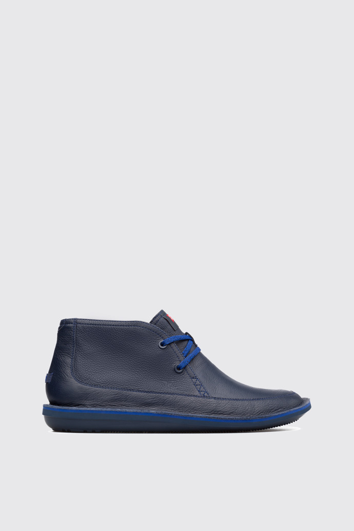 Side view of Beetle Blue Ankle Boots for Men