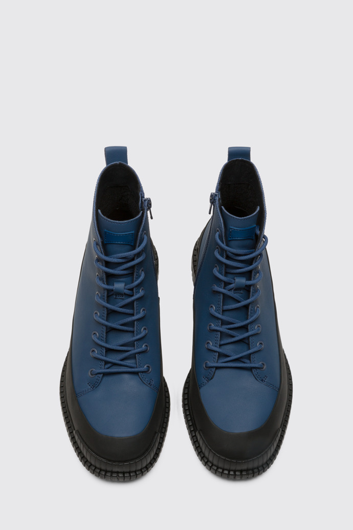 Overhead view of Pix Smart blue lace up boot for men