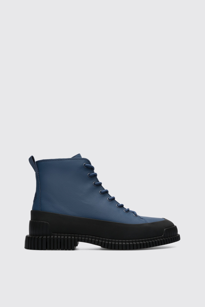 Side view of Pix Smart blue lace up boot for men