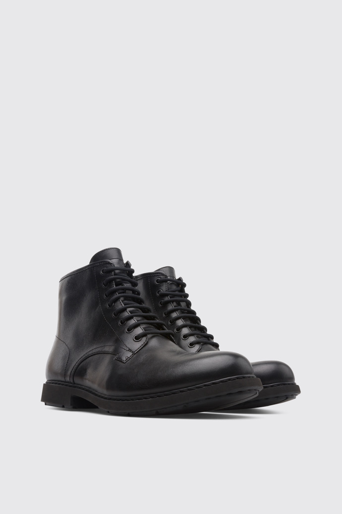 Front view of Neuman Black Ankle Boots for Men