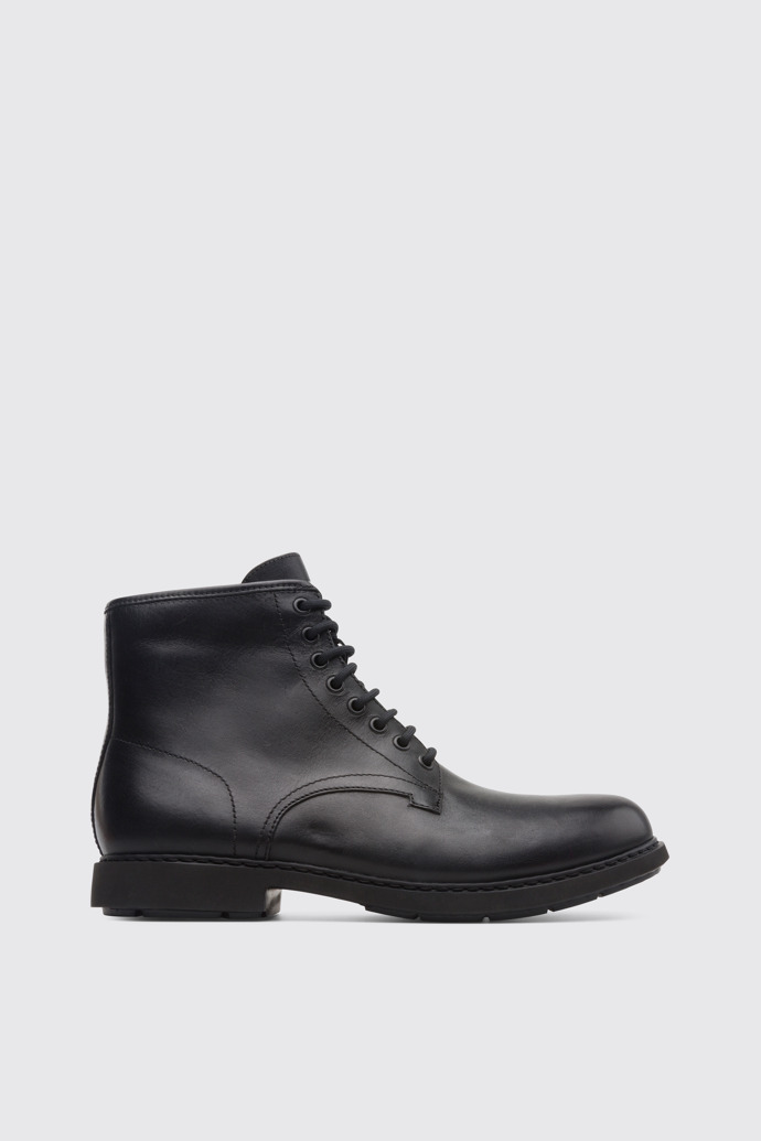 Side view of Neuman Black Ankle Boots for Men