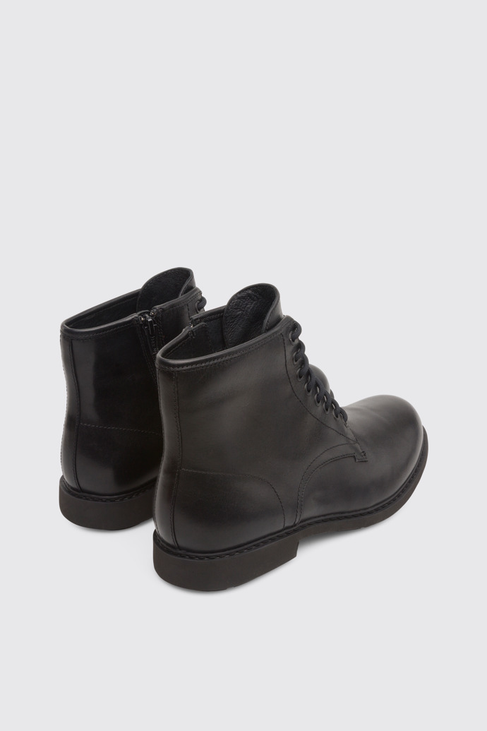 Back view of Neuman Black Ankle Boots for Men