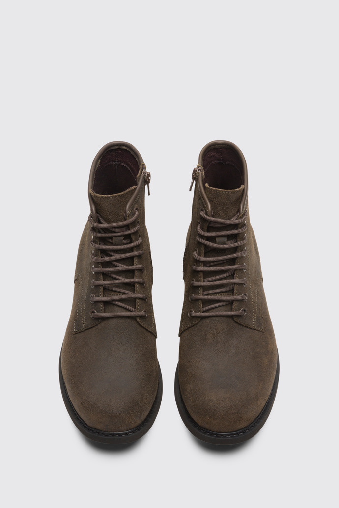 Overhead view of Neuman Brown Gray Ankle Boots for Men