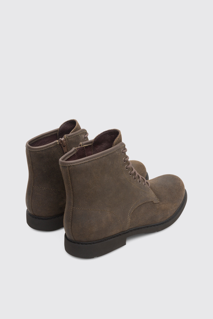 Back view of Neuman Brown Gray Ankle Boots for Men