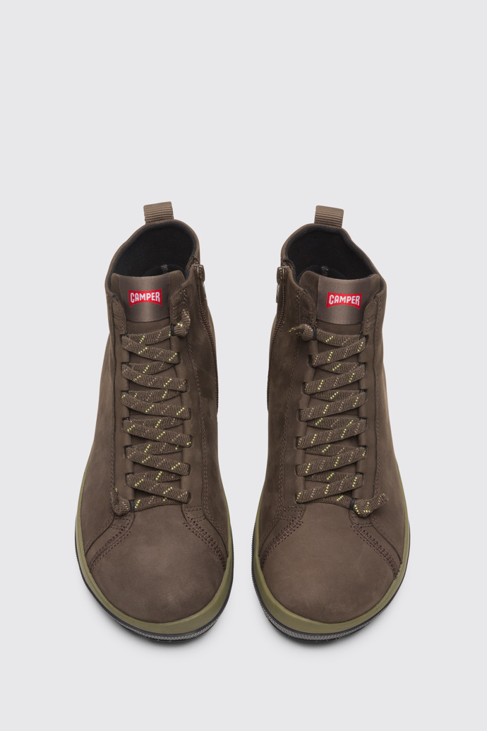 Overhead view of Peu Pista Brown Gray Ankle Boots for Men